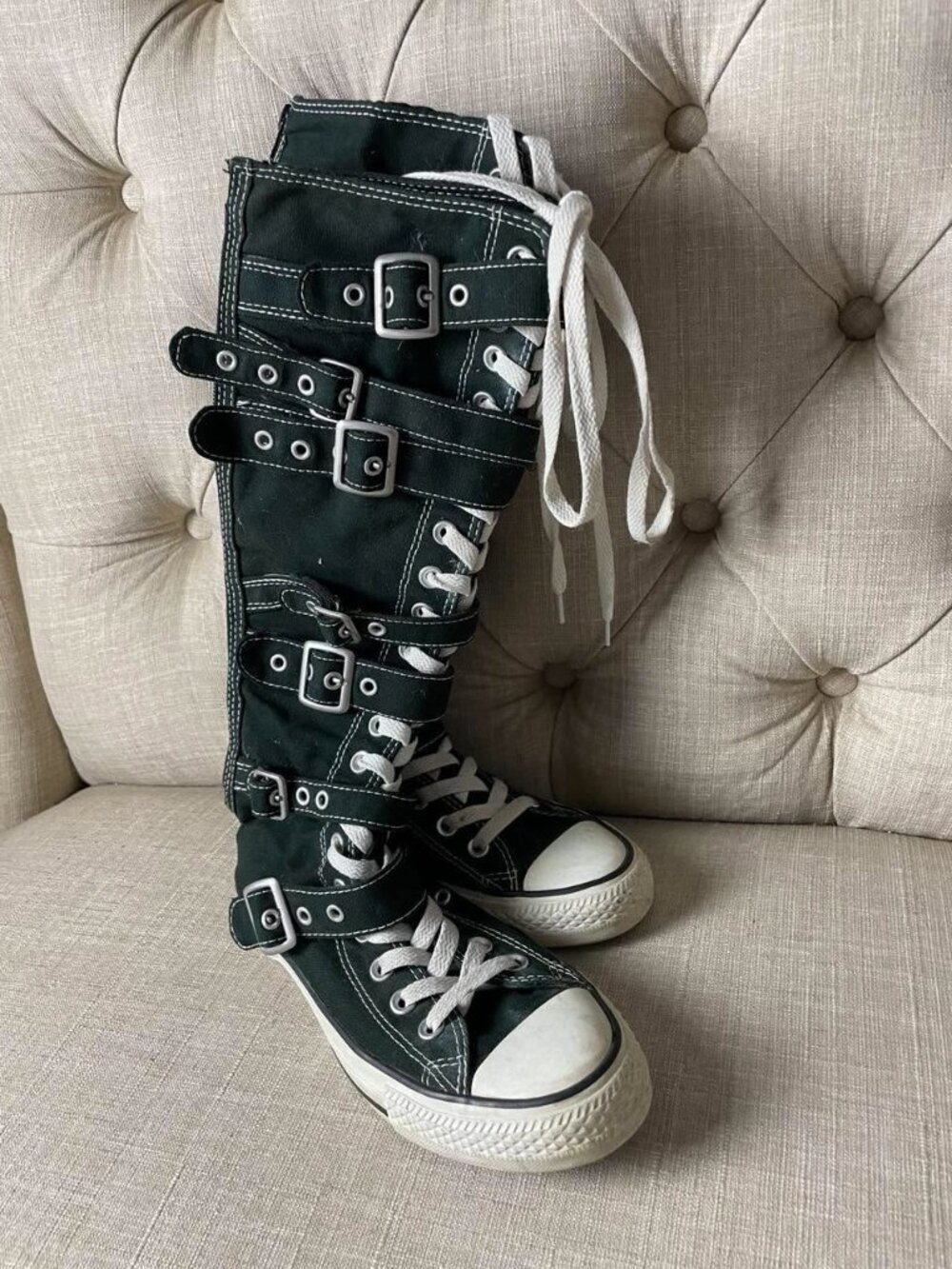 EUC Converse Chuck Taylor All Star Unisex Knee High Buckle Sneaker Boots Size 7